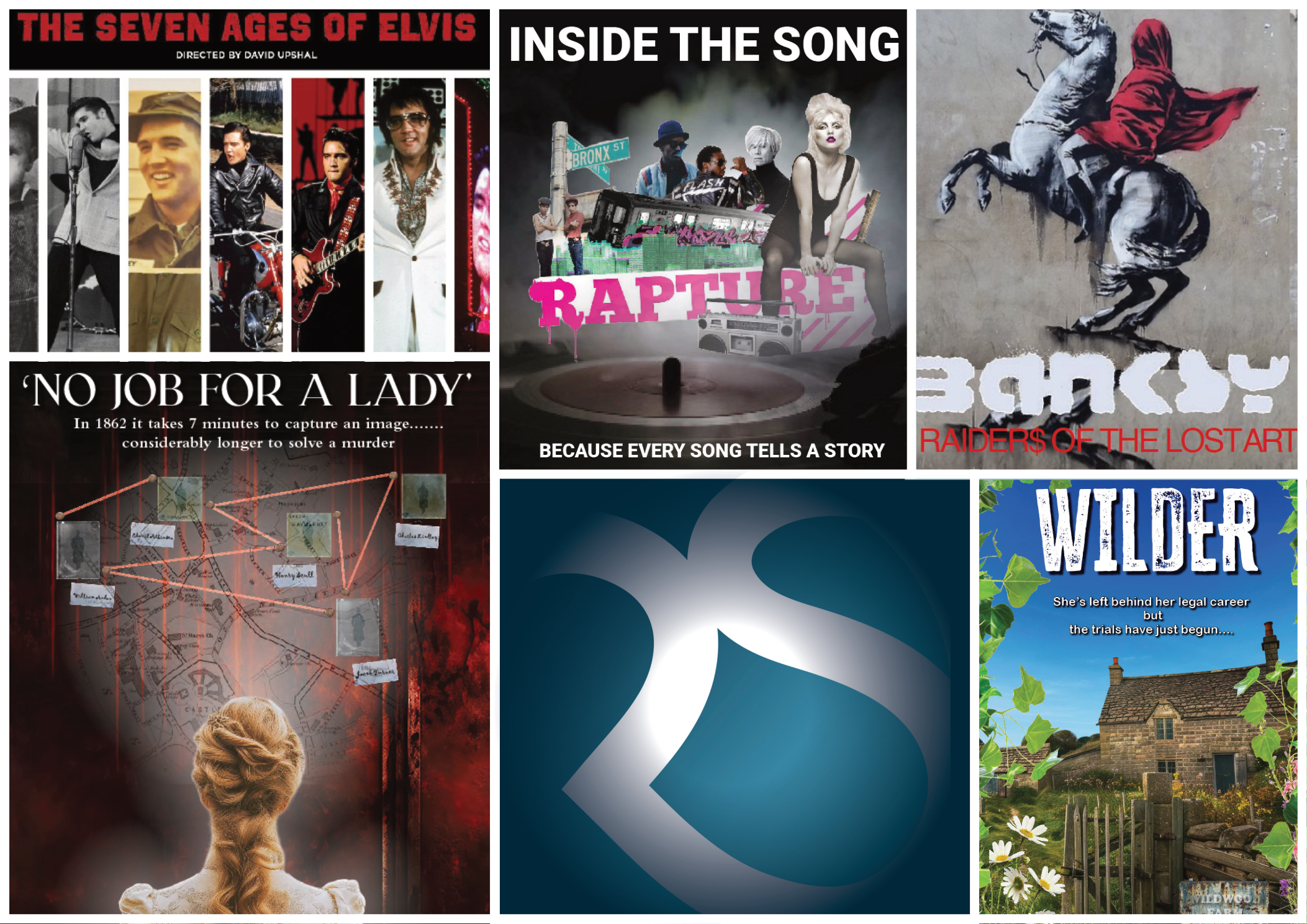 Raydar Studios drama and factual projects: The Seven Ages of Elvis, Inside the Song, Banksy: Raiders of the Lost Art, No Job for a Lady and Wilder
